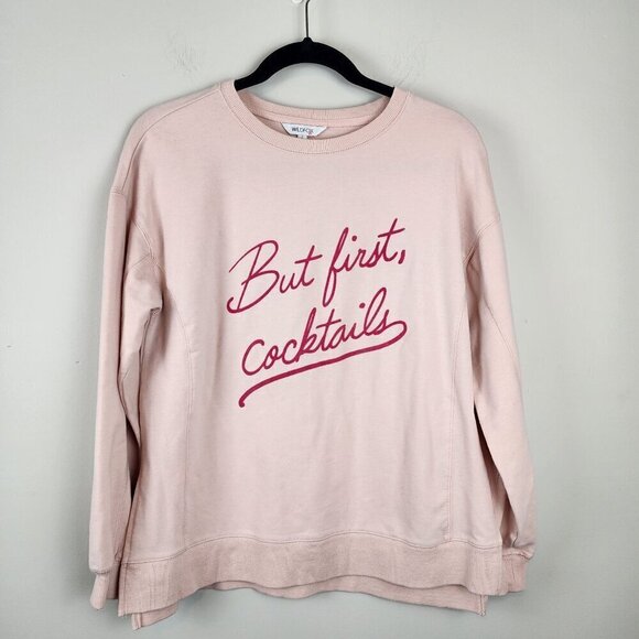 Wildfox sweatshirt size S But First Cocktails pink - Picture 1 of 10